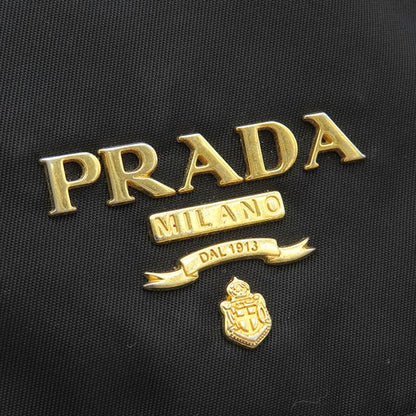 Prada Shoulder Bag Metal Logo Nylon Leather Black Gold Hardware Black Bt0687