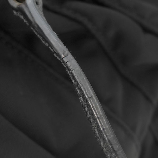 Prada Shoulder Bag Metal Logo Nylon Leather Black Gold Hardware Black Bt0687