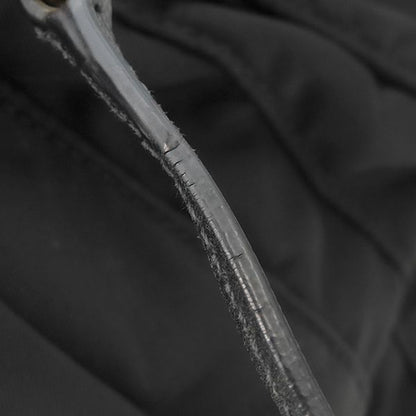 Prada Shoulder Bag Metal Logo Nylon Leather Black Gold Hardware Black Bt0687