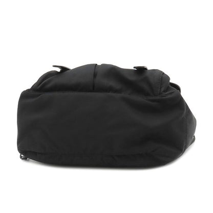 Prada Shoulder Bag Metal Logo Nylon Leather Black Gold Hardware Black Bt0687