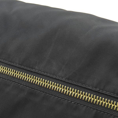 Prada Shoulder Bag Metal Logo Nylon Leather Black Gold Hardware Black Bt0687