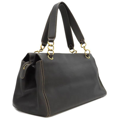 Chanel Handbag Coco Mark Tote Leather Dark Brown Mattogo Old Hardware Brown