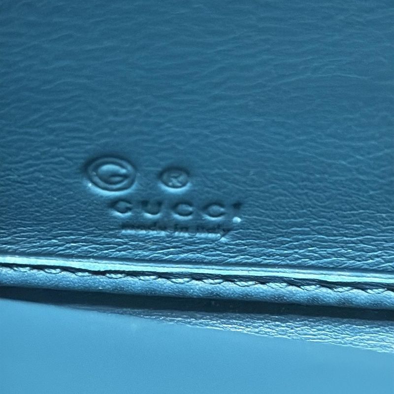 Gucci Micro Guccissima 449391 Blue Green Round Zipper Leather Long Wallet
