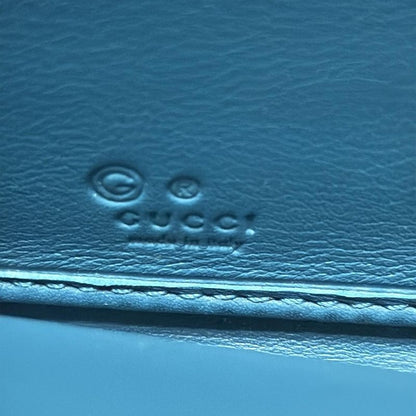 Gucci Micro Guccissima 449391 Blue Green Round Zipper Leather Long Wallet