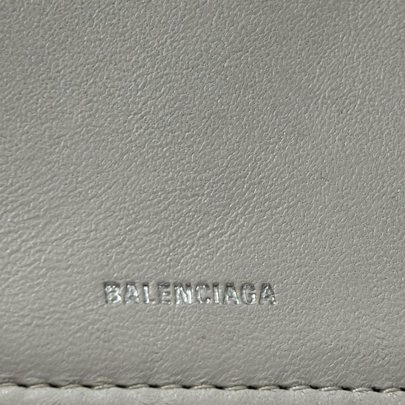 Balenciaga Bifold Wallet Envelope Flap Compact Wallet 753762 Gray Round Zipper