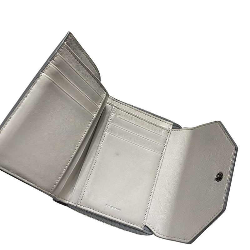 Balenciaga Bifold Wallet Envelope Flap Compact Wallet 753762 Gray Round Zipper