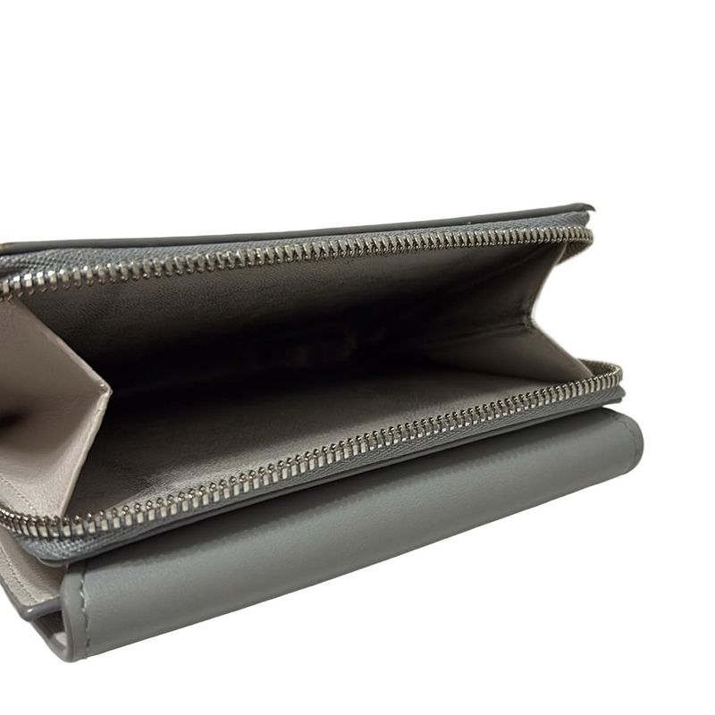 Balenciaga Bifold Wallet Envelope Flap Compact Wallet 753762 Gray Round Zipper
