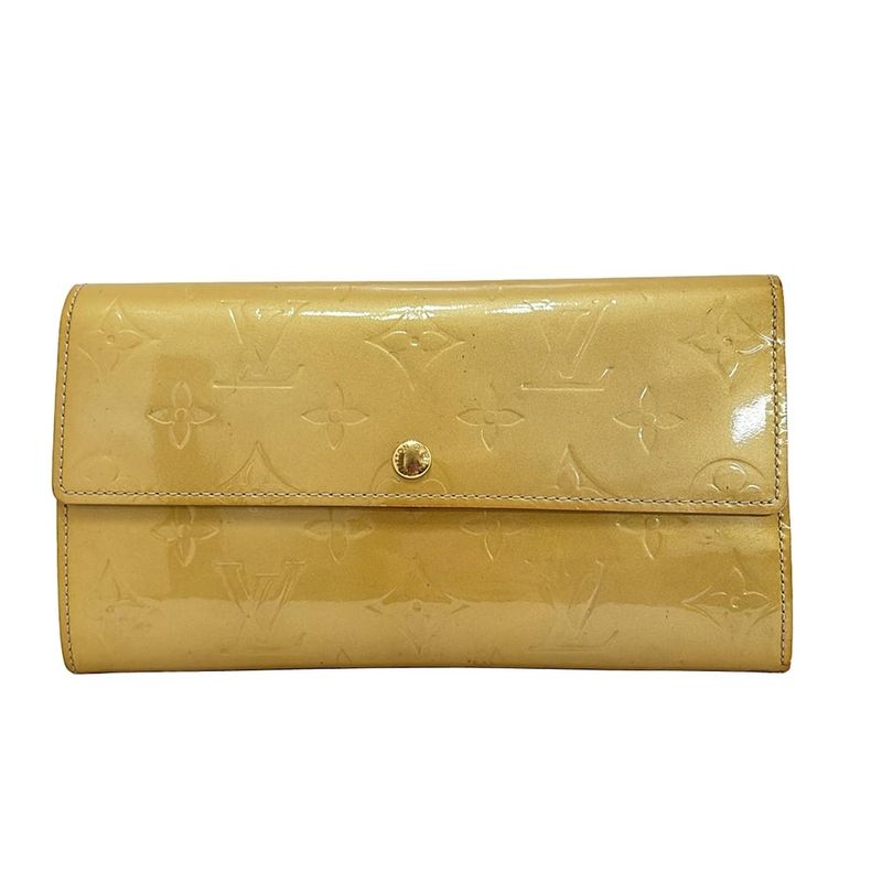 Louis Vuitton Monogram Vernis Pochette Porte M91171 Soft Beige Leather