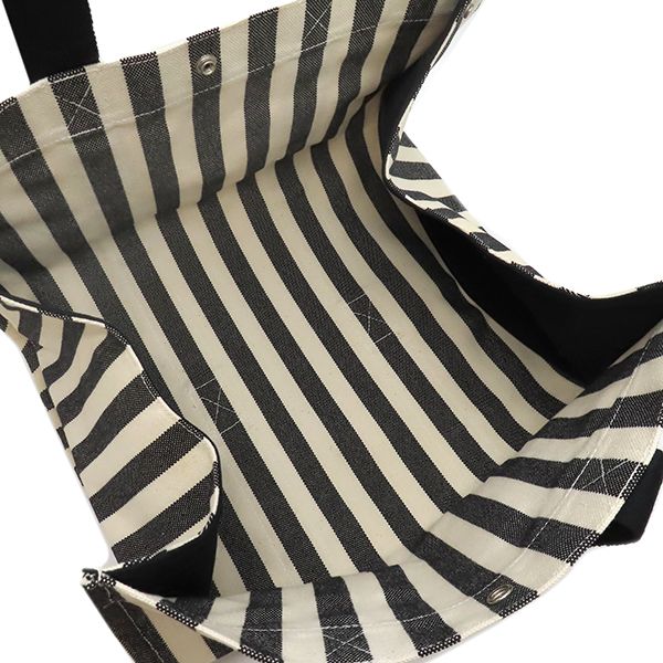 Hermes Tote Bag Cannes MM Canvas Ivory and Black Silver Hardware White Black