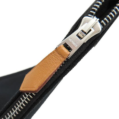 Hermes Tote Bag Cannes MM Canvas Ivory and Black Silver Hardware White Black