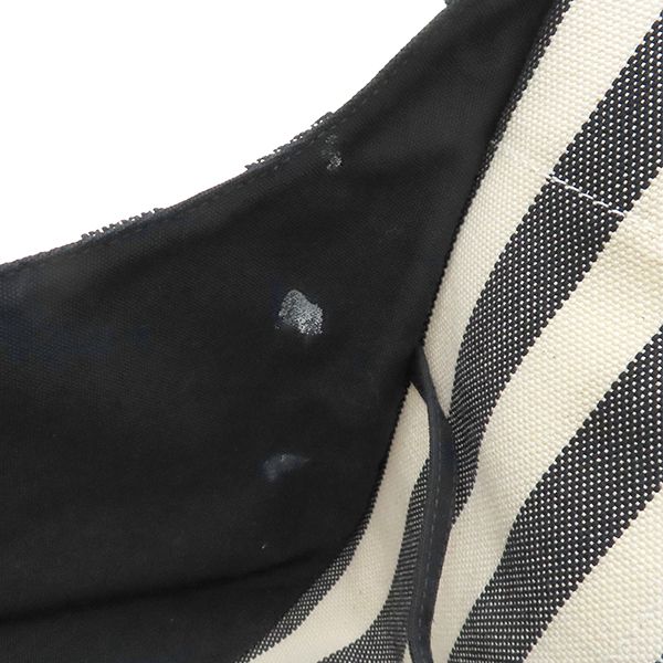 Hermes Tote Bag Cannes MM Canvas Ivory and Black Silver Hardware White Black