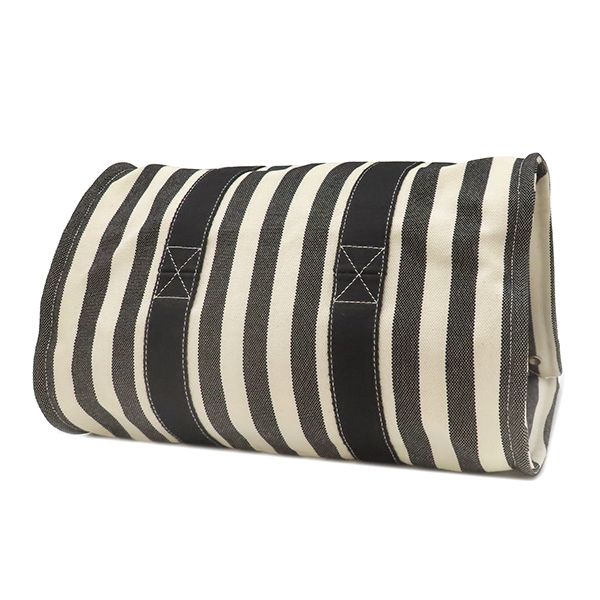 Hermes Tote Bag Cannes MM Canvas Ivory and Black Silver Hardware White Black