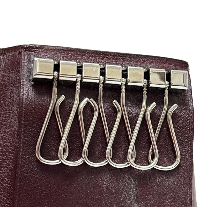 Cartier Key Case Cabochon Black 6 Hooks Leather