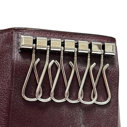 Cartier Key Case Cabochon Black 6 Hooks Leather