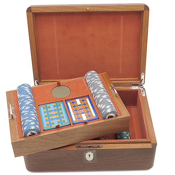 Hermes Miscellaneous Goods Poker Box Mahogany Brownish Silver Hardware Unused