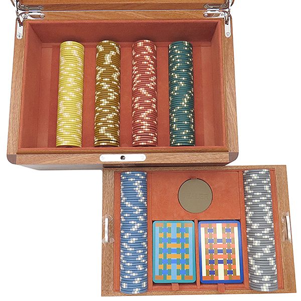 Hermes Miscellaneous Goods Poker Box Mahogany Brownish Silver Hardware Unused