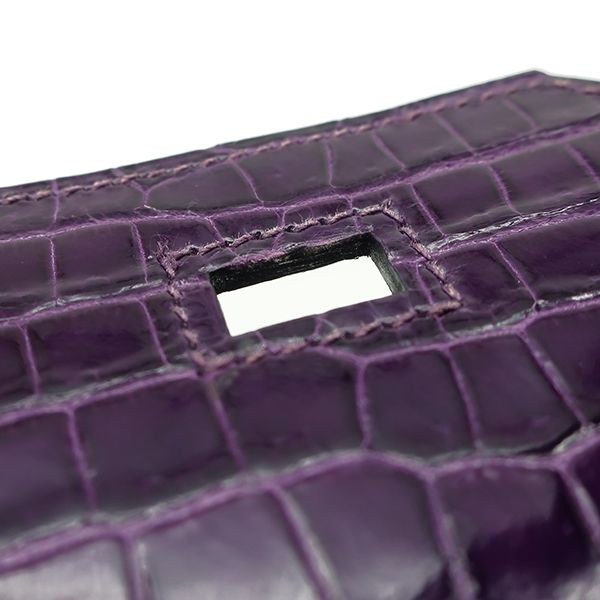 Hermes Handbag Birkin 30 Porosus Amethyst Silver Hardware Purple Croc L