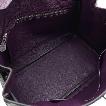 Hermes Handbag Birkin 30 Porosus Amethyst Silver Hardware Purple Croc L