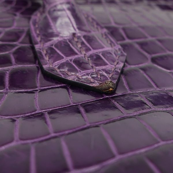 Hermes Handbag Birkin 30 Porosus Amethyst Silver Hardware Purple Croc L