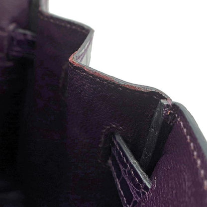 Hermes Handbag Birkin 30 Porosus Amethyst Silver Hardware Purple Croc L