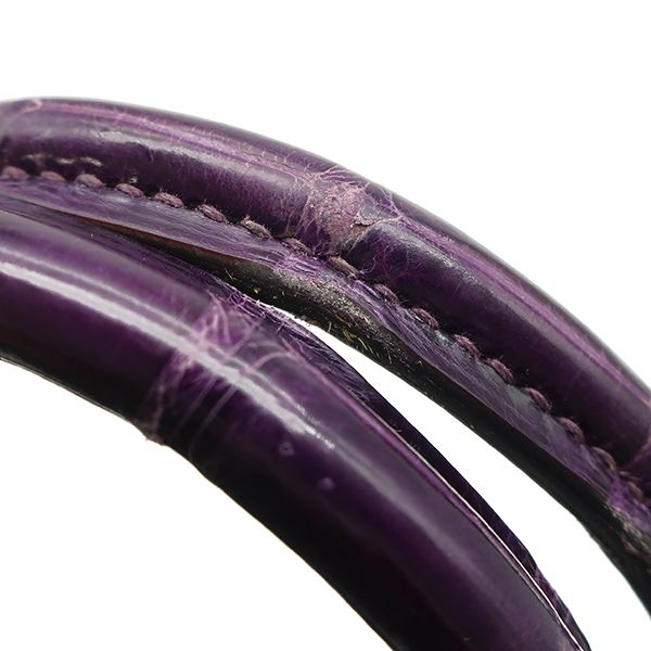 Hermes Handbag Birkin 30 Porosus Amethyst Silver Hardware Purple Croc L