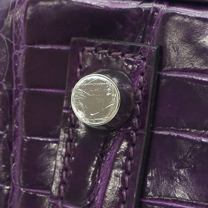 Hermes Handbag Birkin 30 Porosus Amethyst Silver Hardware Purple Croc L