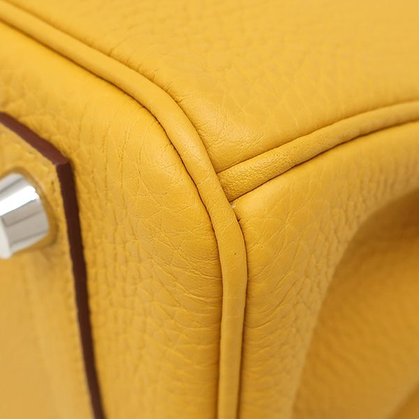 Hermes Handbag Birkin 25 Togo Jeanne Ambre Silver Hardware Yellow Engraved B