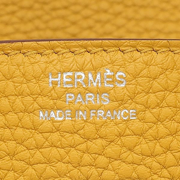 Hermes Handbag Birkin 25 Togo Jeanne Ambre Silver Hardware Yellow Engraved B