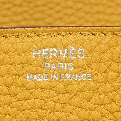 Hermes Handbag Birkin 25 Togo Jeanne Ambre Silver Hardware Yellow Engraved B