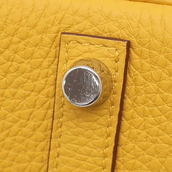 Hermes Handbag Birkin 25 Togo Jeanne Ambre Silver Hardware Yellow Engraved B