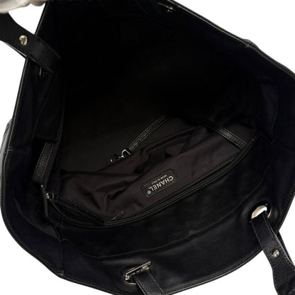3421 Chanel Tote Paris Biarritz Tote MM A34209 Coated Canvas Black Silver