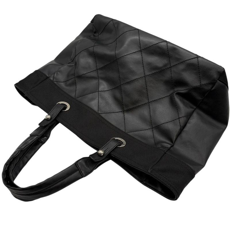3421 Chanel Tote Paris Biarritz Tote MM A34209 Coated Canvas Black Silver