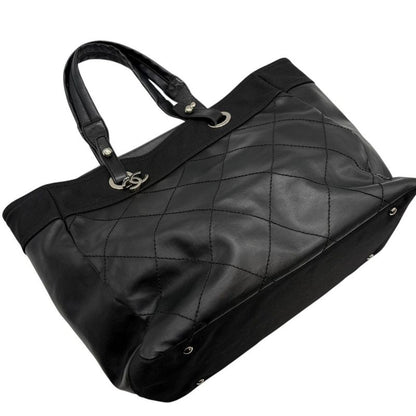 3421 Chanel Tote Paris Biarritz Tote MM A34209 Coated Canvas Black Silver