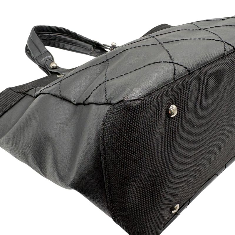 3421 Chanel Tote Paris Biarritz Tote MM A34209 Coated Canvas Black Silver
