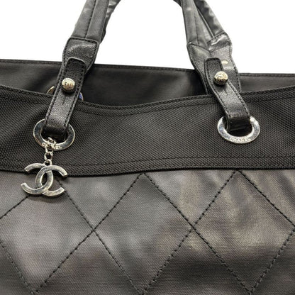 3421 Chanel Tote Paris Biarritz Tote MM A34209 Coated Canvas Black Silver
