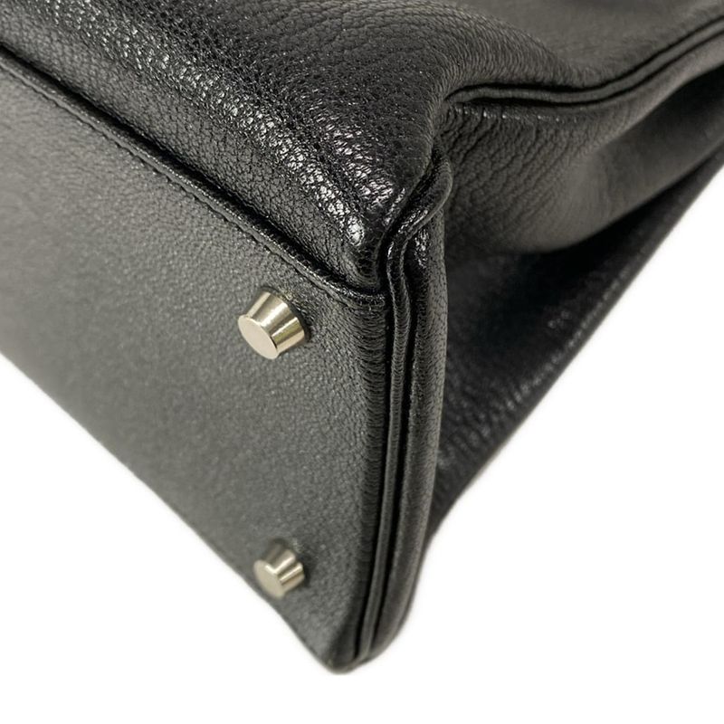Hermes Handbag Kelly 35 Black Inside Stitching/silver Hardware