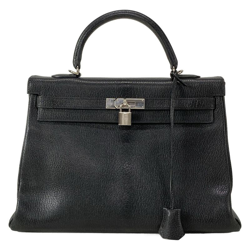 Hermes Handbag Kelly 35 Black Inside Stitching/silver Hardware