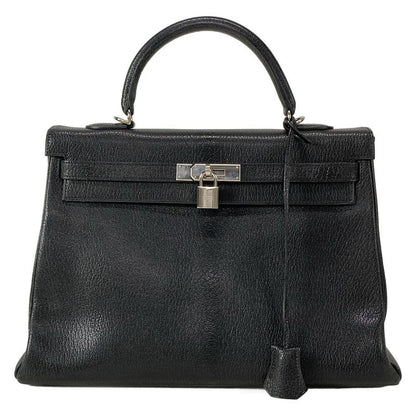 Hermes Handbag Kelly 35 Black Inside Stitching/silver Hardware