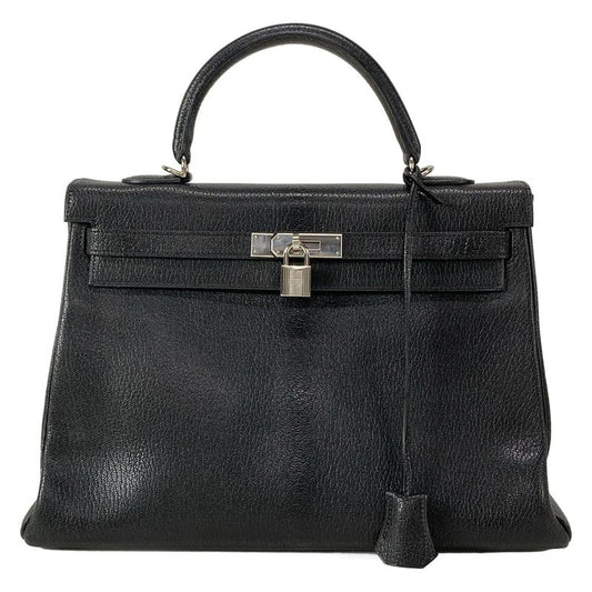Hermes Handbag Kelly 35 Black Inside Stitching/silver Hardware