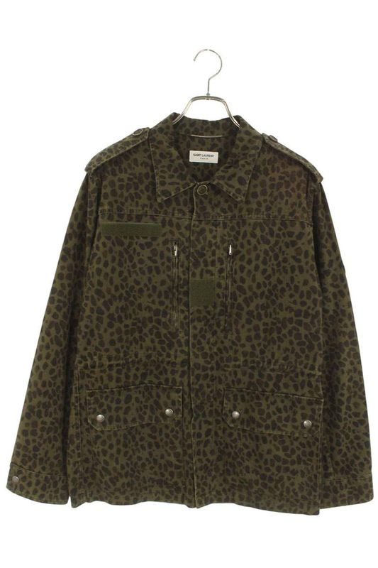 Saint Laurent Paris 415939 Y378t Leopard Print Military Jacket Blouson Men 46