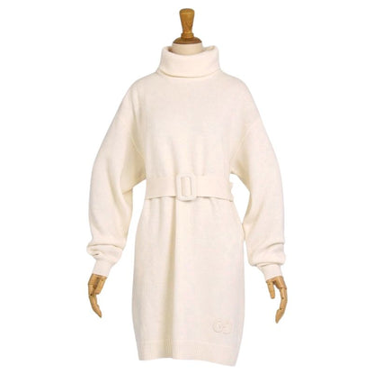 Gucci Dress With Belt Knit High Neck Wool