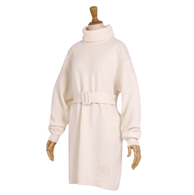 Gucci Dress With Belt Knit High Neck Wool