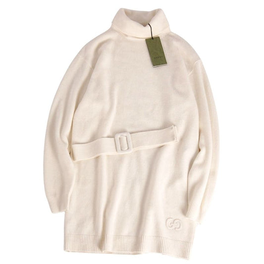 Gucci Dress With Belt Knit High Neck Wool