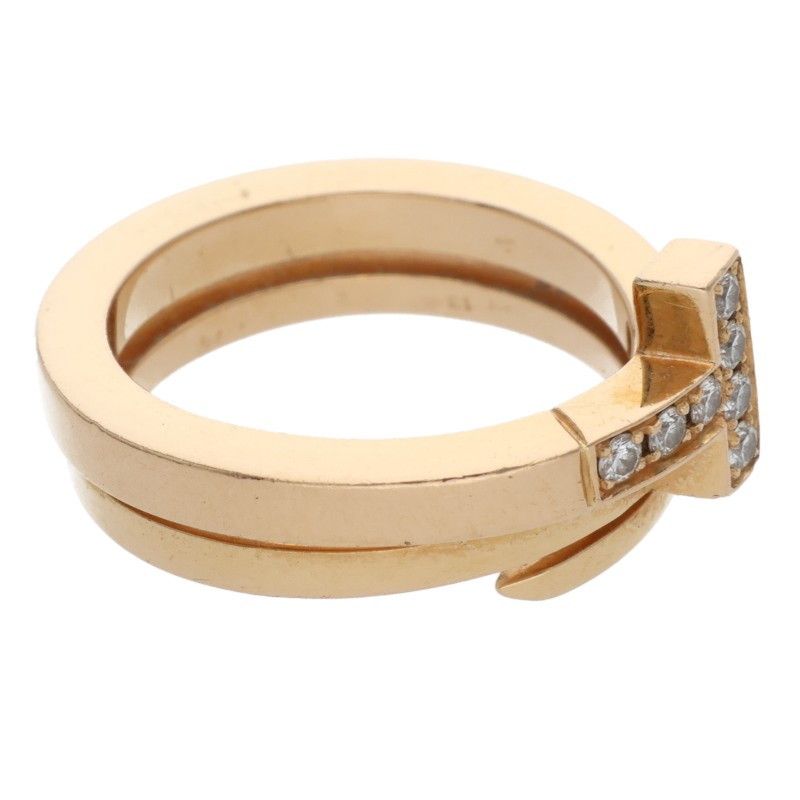 Tiffany & Co T Square Wrap 18K Pink Gold Diamond Ring Men's Size 10