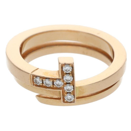 Tiffany & Co T Square Wrap 18K Pink Gold Diamond Ring Men's Size 10