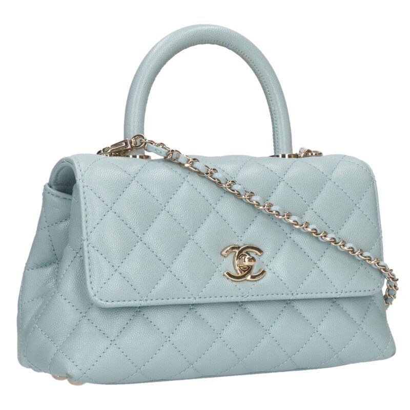 Chanel A92990 Coco Handle Caviar Skin Chain 2WAY Handbag Women 24