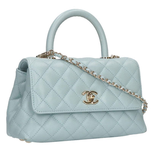 Chanel A92990 Coco Handle Caviar Skin Chain 2WAY Handbag Women 24