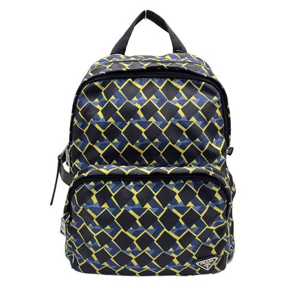 Prada Backpack Sac - Black Blue And Yellow