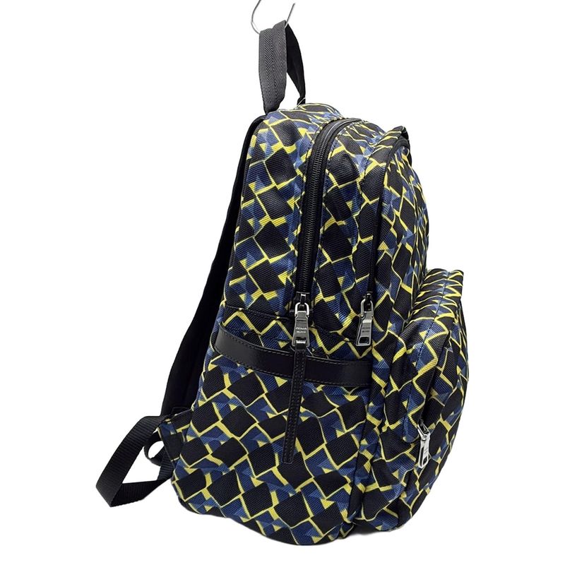 Prada Backpack Sac - Black Blue And Yellow