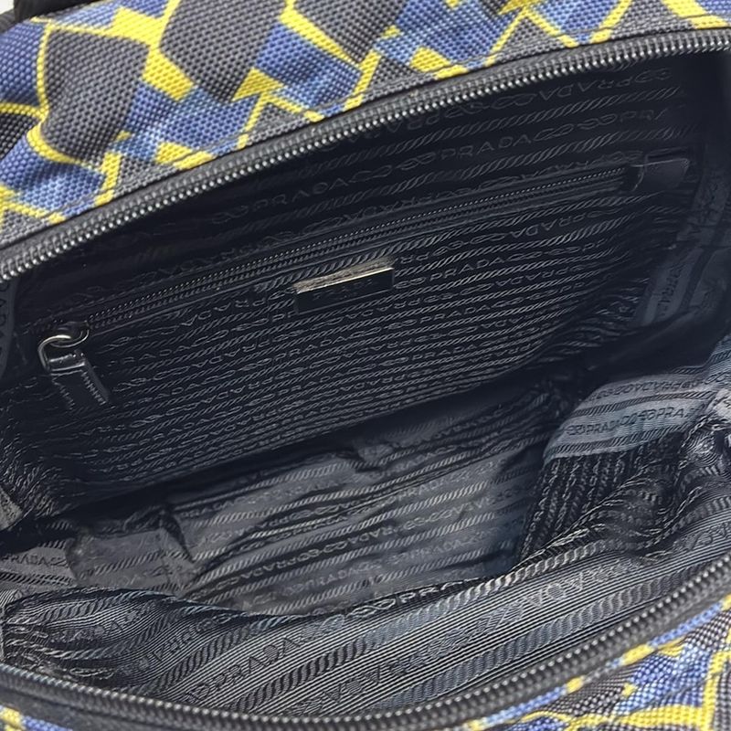 Prada Backpack Sac - Black Blue And Yellow